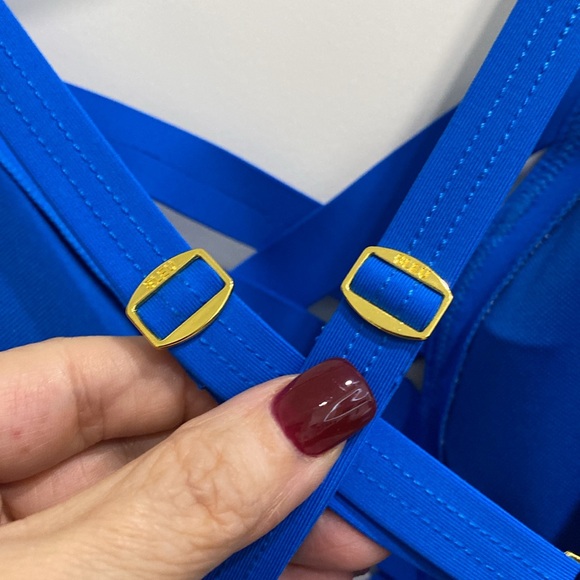 Bleu Rod Beattie Plus Basket Weave Strappy V-Neck One-Piece Swimsuit (18W) - Picture 4 of 5